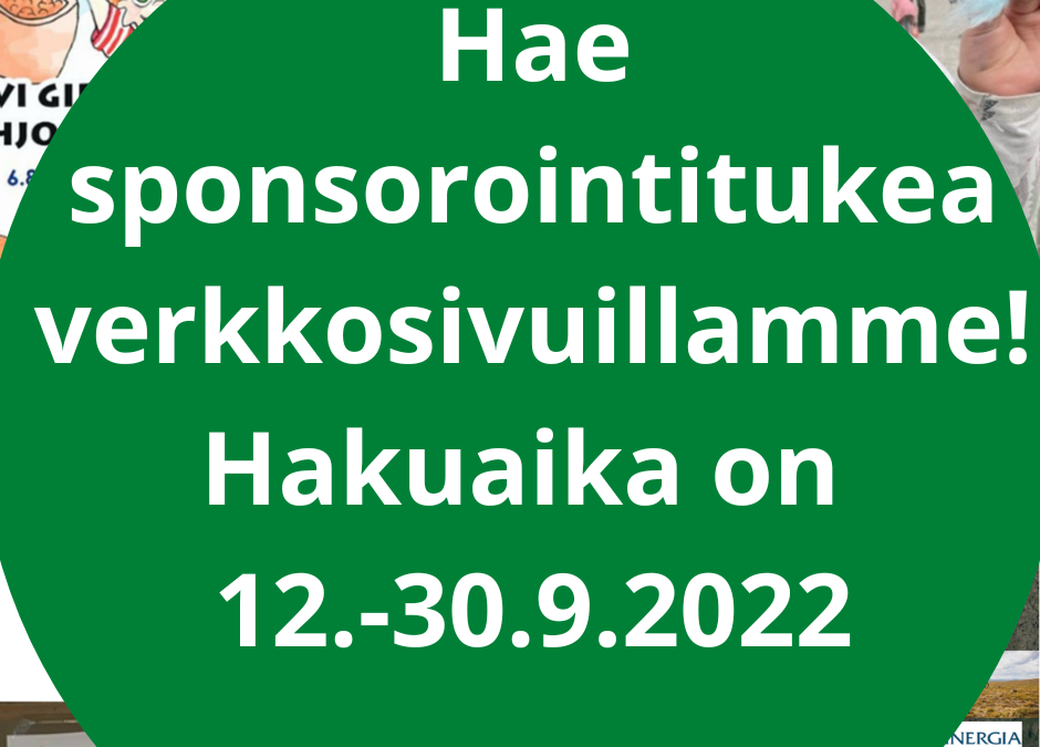 Hae meiltä sponsorointia – syksyn hakuaika on 12.- 30.9.2022